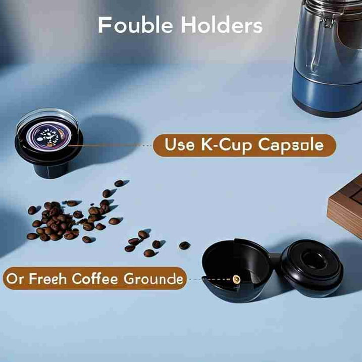 Auseo Single Serve Coffee Maker for Capsules & Grounds, 5 Brew Sizes (6-14 Oz), Adjustable Height, Compact Design, Fast & Easy Cleaning, Perfect for Home/Office/Travel, Black