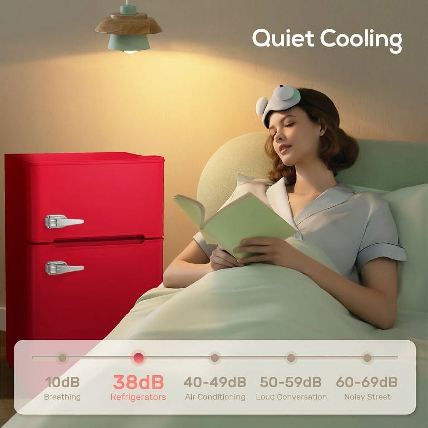 Auseo Mini Fridge 3.1Cu.ft 115 Volt 60 Hz AC Low Noise Adjustable Temperature Suitable for Kitchen Living Room Office and Dormitory Red
