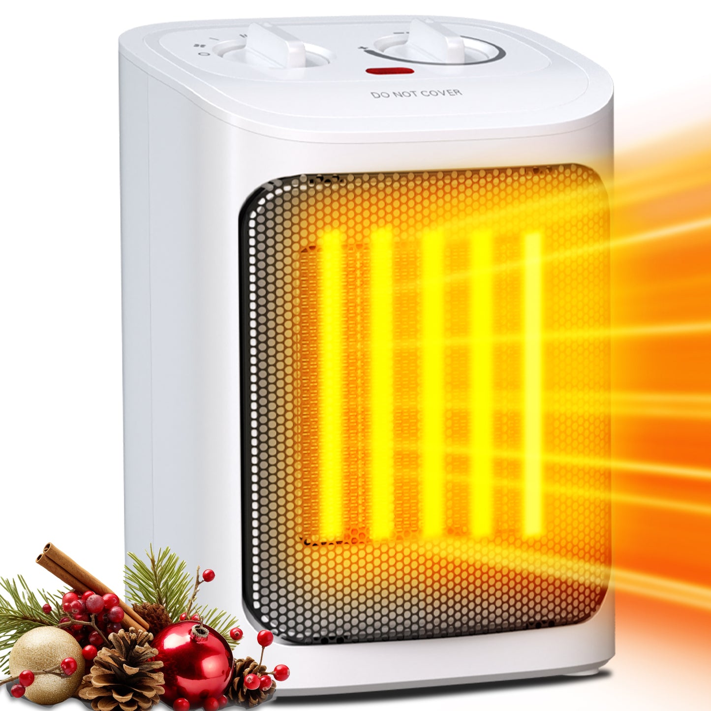 Auseo Space Heater, 750W/1500W, Ceramic Small Fan Heater for Indoor Use, 2S Rapid Heating, Multiple Safety Protection, White