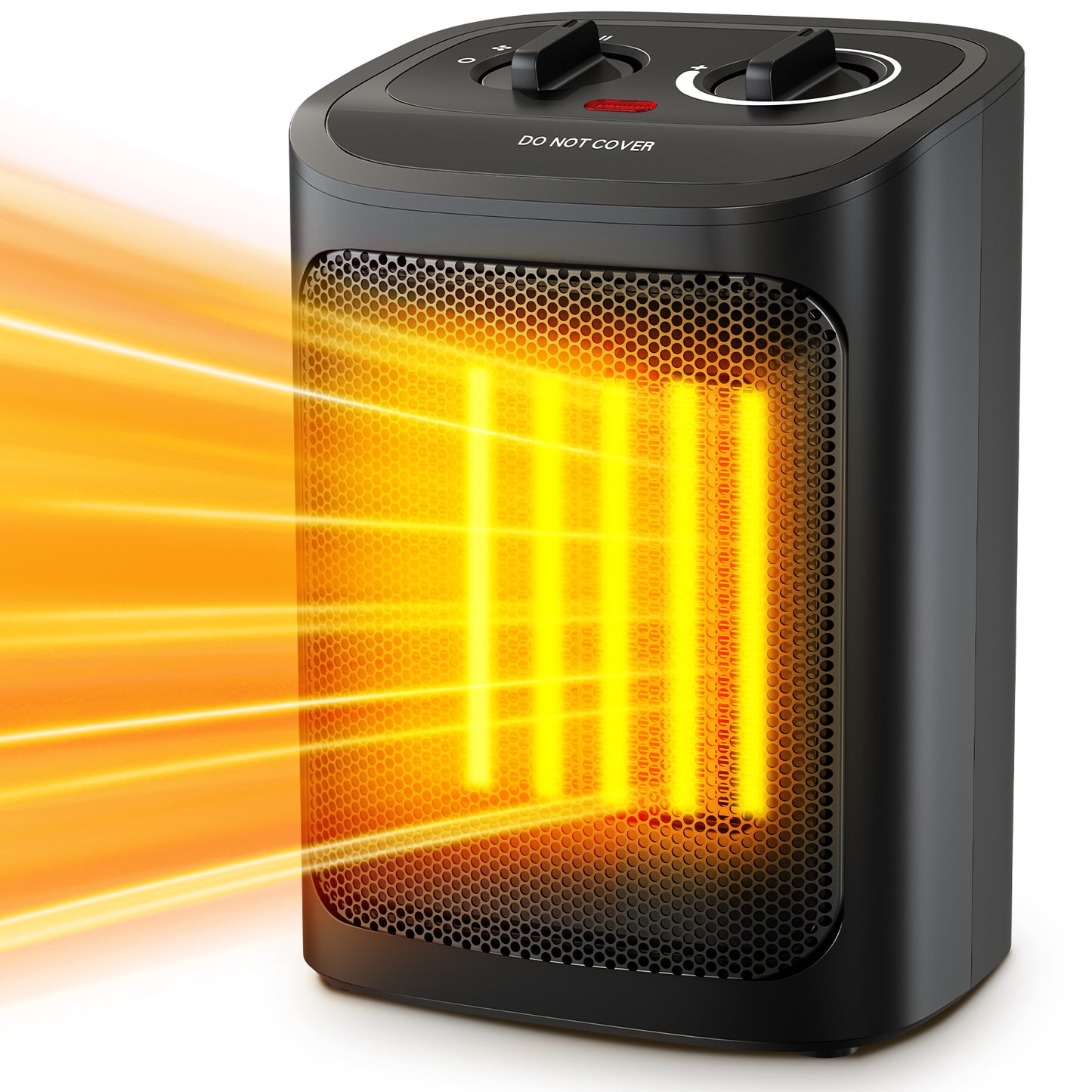 Auseo Space Heater, 750W/1500W, Ceramic Small Fan Heater for Indoor Use, 2S Rapid Heating, Multiple Safety Protection, Black