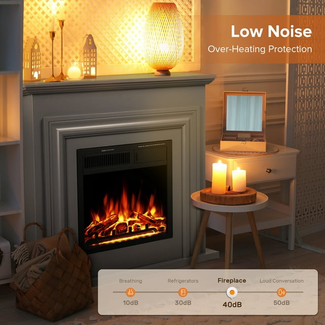 Auseo Electric Fireplace Mantel Wooden Surround Firebox, Free Standing Fireplace, with Remote Control, Adjustable LED Flame, 750W/1500W -(Grey)