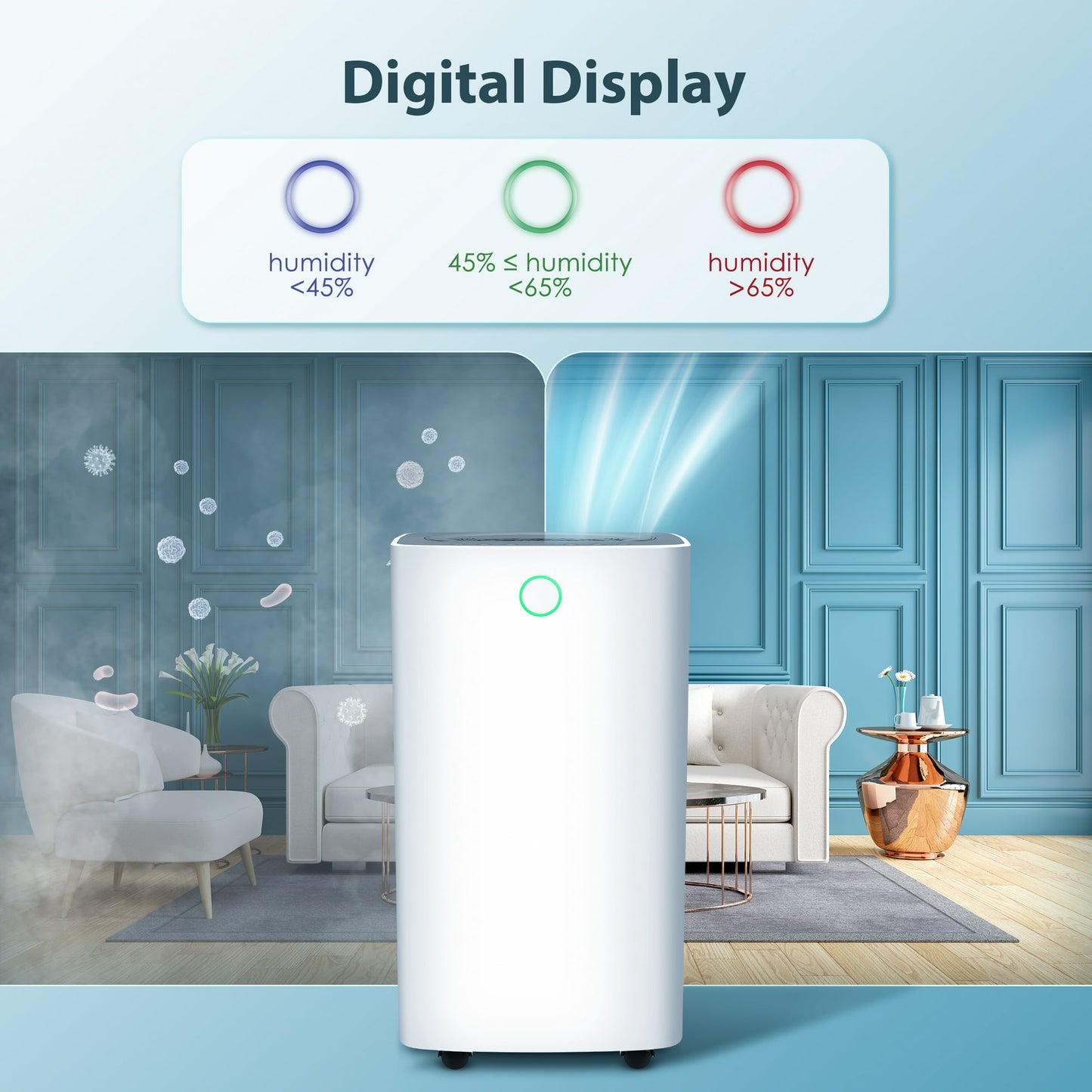 Auseo 30 Pint Dehumidifiers, 2000 Sq. Ft Dehumidifier with Drain Hose, 0.53 Gallon Water Tank, 3 Operation Modes, 24H Timer, Portable Dehumidifier for Basement/Bathroom/Laundry Room