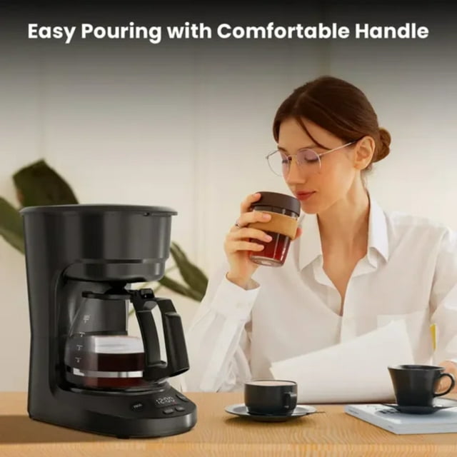 Auseo 5 Cup Coffee Maker, Coffee Machine with Programmable, 2-Hour Auto Shut-Off, Keep Warm Function for Home/Office/Coffee, Black