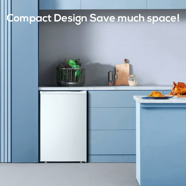 Auseo Mini Freezer Countertop, Energy Saving 3.0 Cu.ft, Single Door Compact Upright Freezer with Reversible Door for Home/Office/Kitchen-White