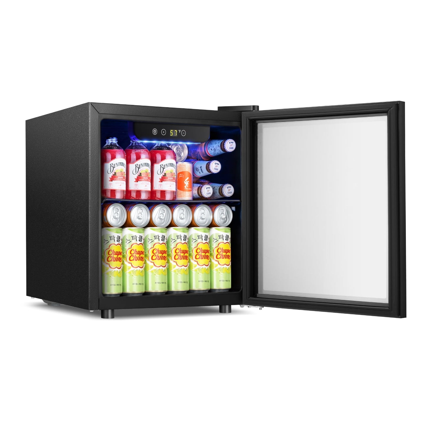 Auseo 1.3 Cu.ft. Mini Beverage Refrigerator Cooler - 55 Can &12 Bottle Mini Fridge with Double Glass Door, for Home/Bar/Office, Electronic touch control