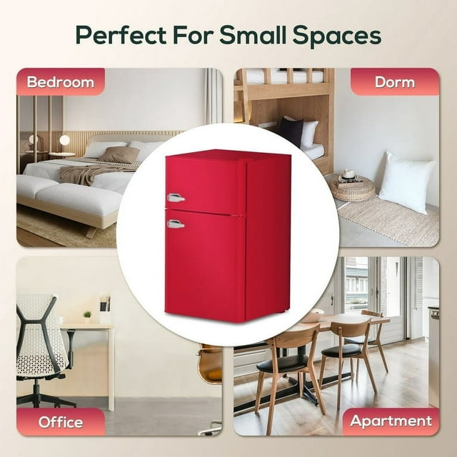 Auseo Mini Fridge 3.1Cu.ft 115 Volt 60 Hz AC Low Noise Adjustable Temperature Suitable for Kitchen Living Room Office and Dormitory Red