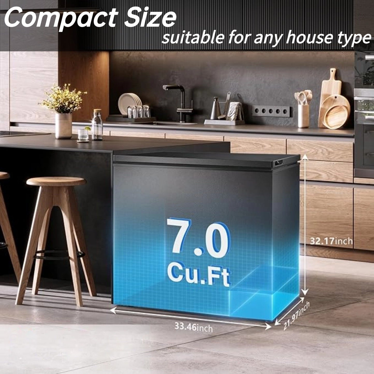Auseo 7.0 Cubic Feet Chest Freezer with 3 Removable Basket, Free Standing Top Open Door Compact Deep Freezer with Adjustable Temperature for Home/Kitchen/Office/Garage/Bar