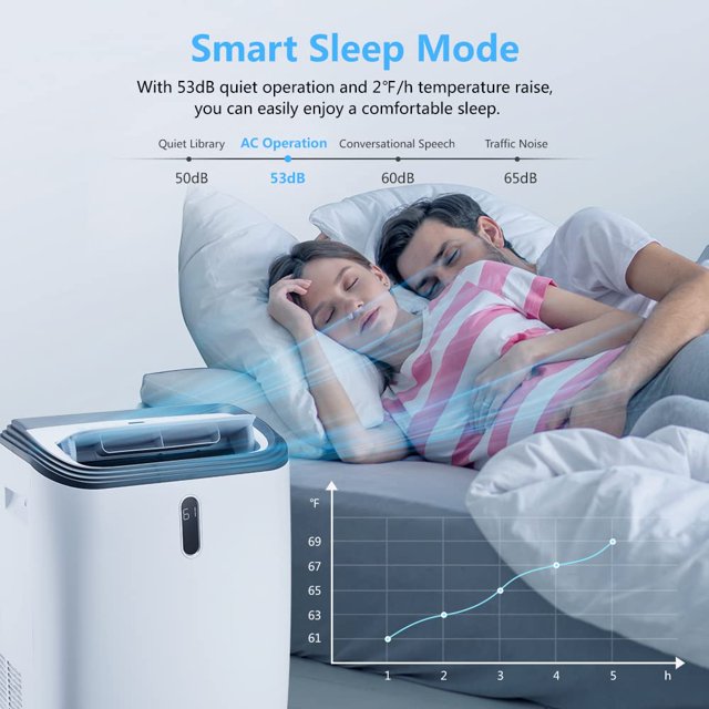 Auseo 10000BTU Portable AC, Cools to 700 Sq.ft Room, 3 in 1, with LED Display Remote Control, Window Kits, Universal Wheels