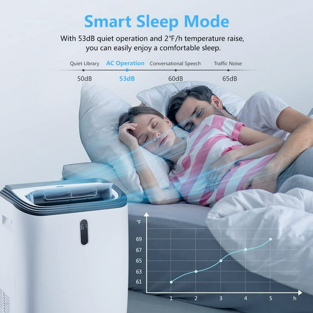 Auseo 8000 BTU (12000 BTU ASHRAE) Portable Air Conditioner, Cools to 700 Sq.ft Room, 3 in 1, with LED Display Remote Control, Window Kits, Universal Wheels