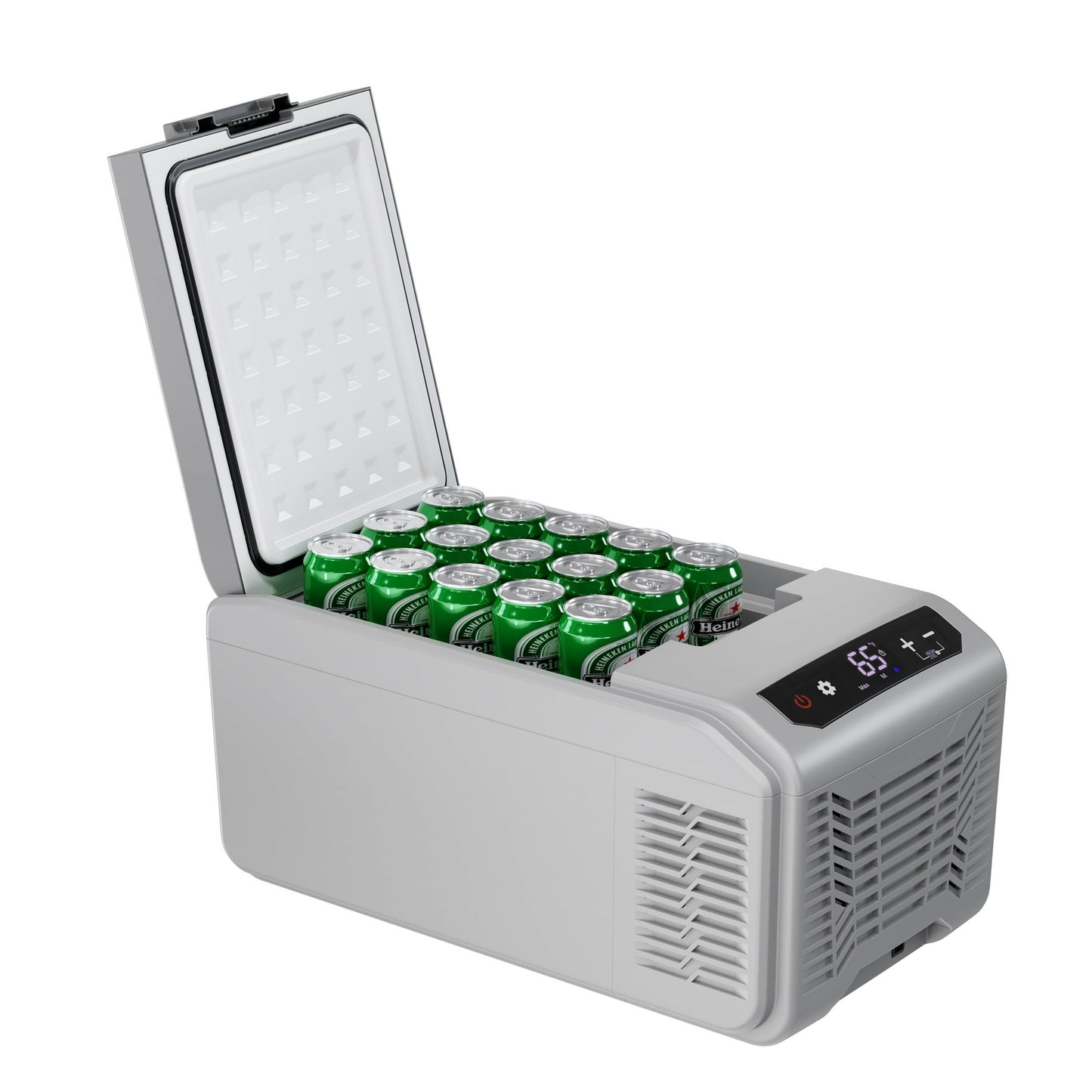 LHRIVER 16QT(15L) Portable Car Refrigerator -68°F~68°F, 12V/24V DC + 100-240V AC Smart Freezer/Cooler Car Fridge w/LCD Panel & Battery Protect for RV/Camping/Travel