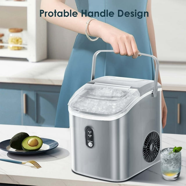 Auseo Nugget Ice Maker Countertop, 33lbs/24H, Self-Cleaning Function, Portable Ice Machine for Home/Office/Party- (Gray)
