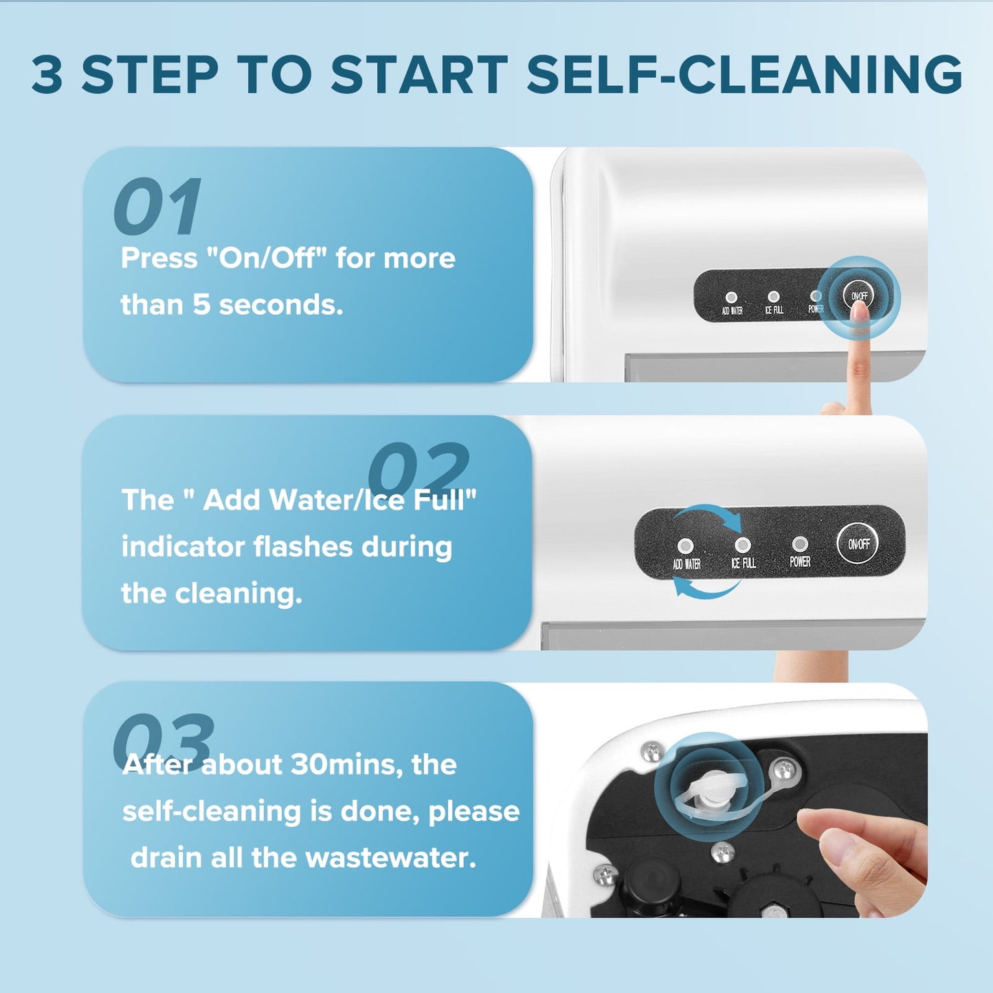 Auseo 26 lbs/24H Countertop Ice Maker Machine, 9 Bullet-Shaped Ice in 6 Min, Auto-Cleaning, White