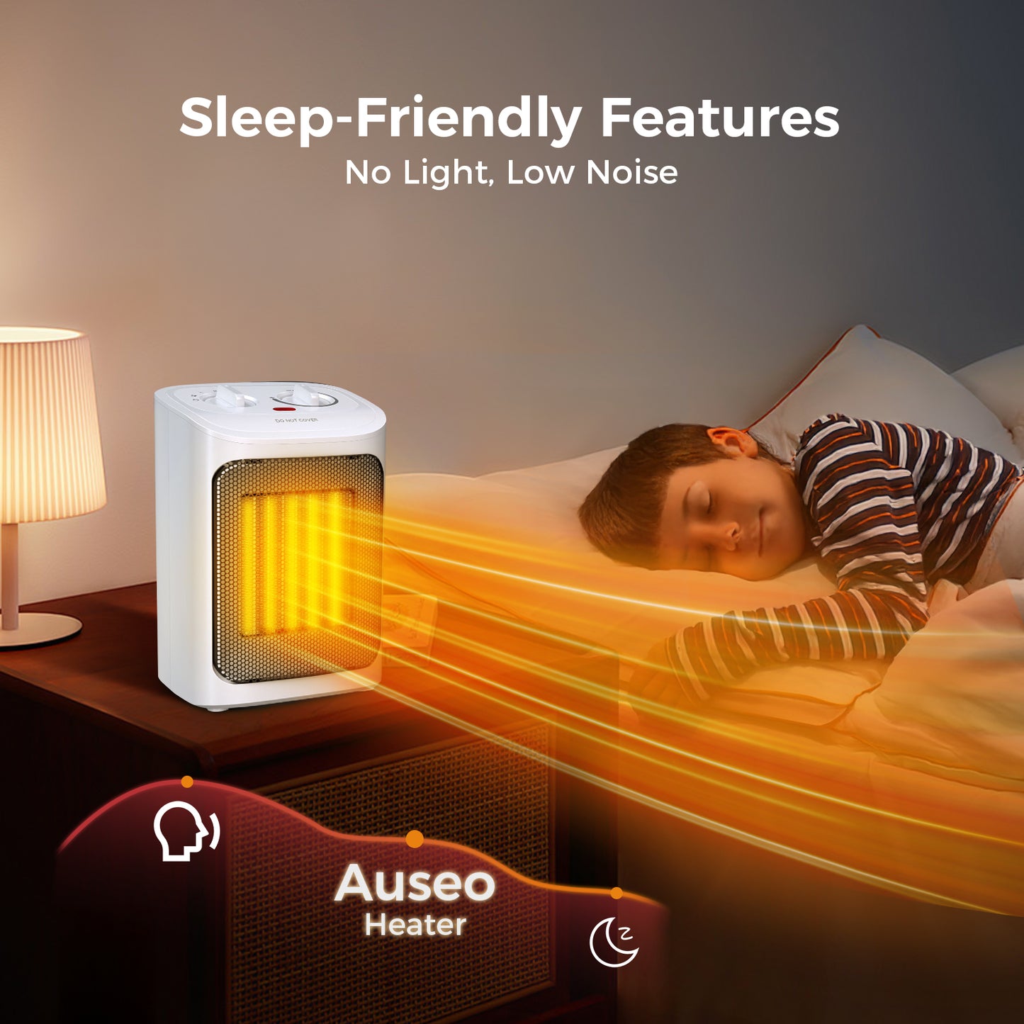 Auseo Space Heater, 750W/1500W, Ceramic Small Fan Heater for Indoor Use, 2S Rapid Heating, Multiple Safety Protection, White