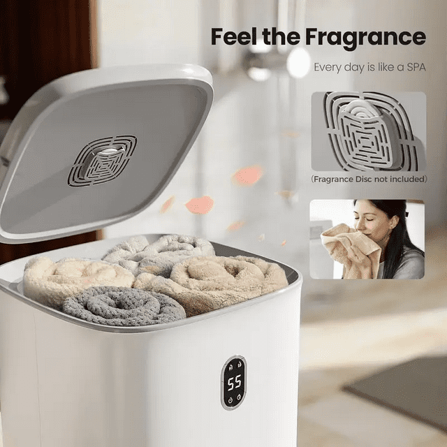 Auseo 6.6Gal Upgraded Capacity Towel Warmer, Quick Dual Heating Modes Auto Shut-Off, Fits 2 Blankets/Bathrobes