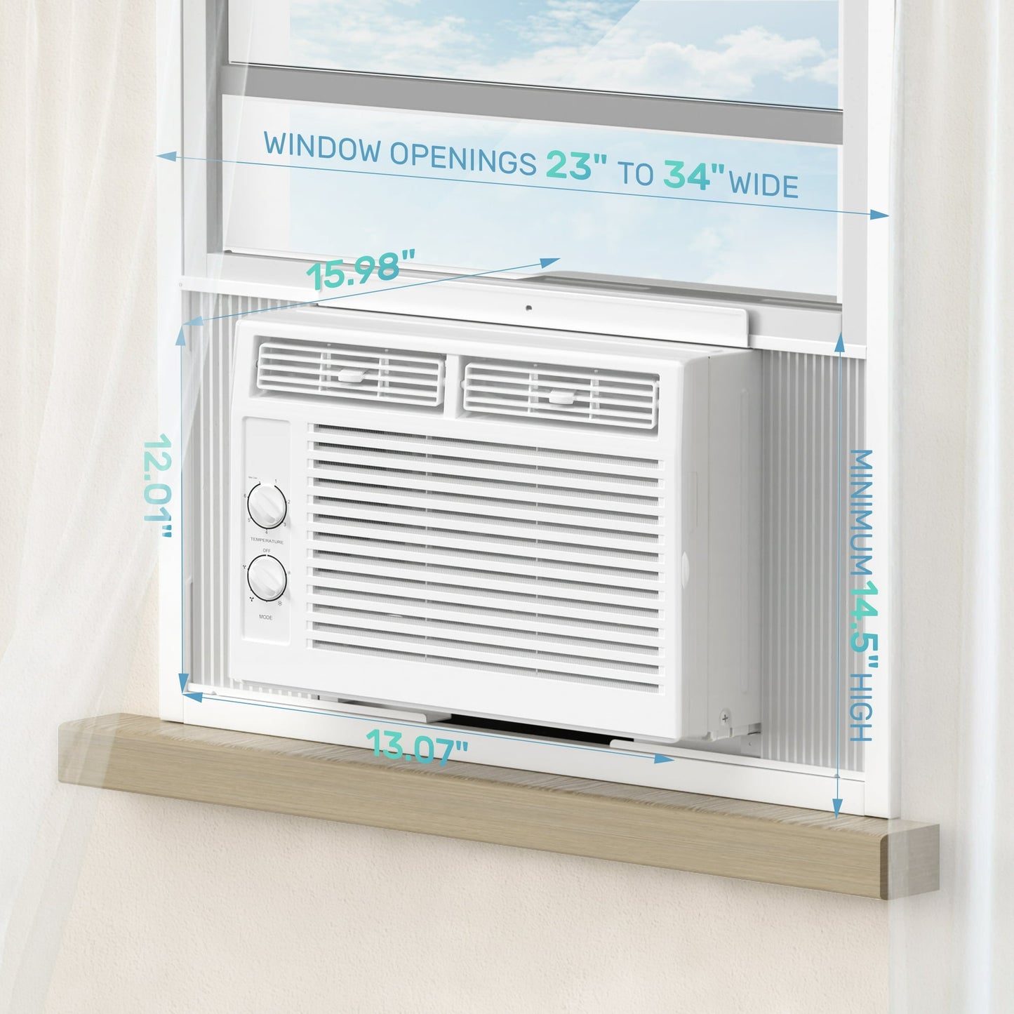 Auseo Window Air Conditioners 5000BTU, 150 Sq. Ft, 2 in 1, White