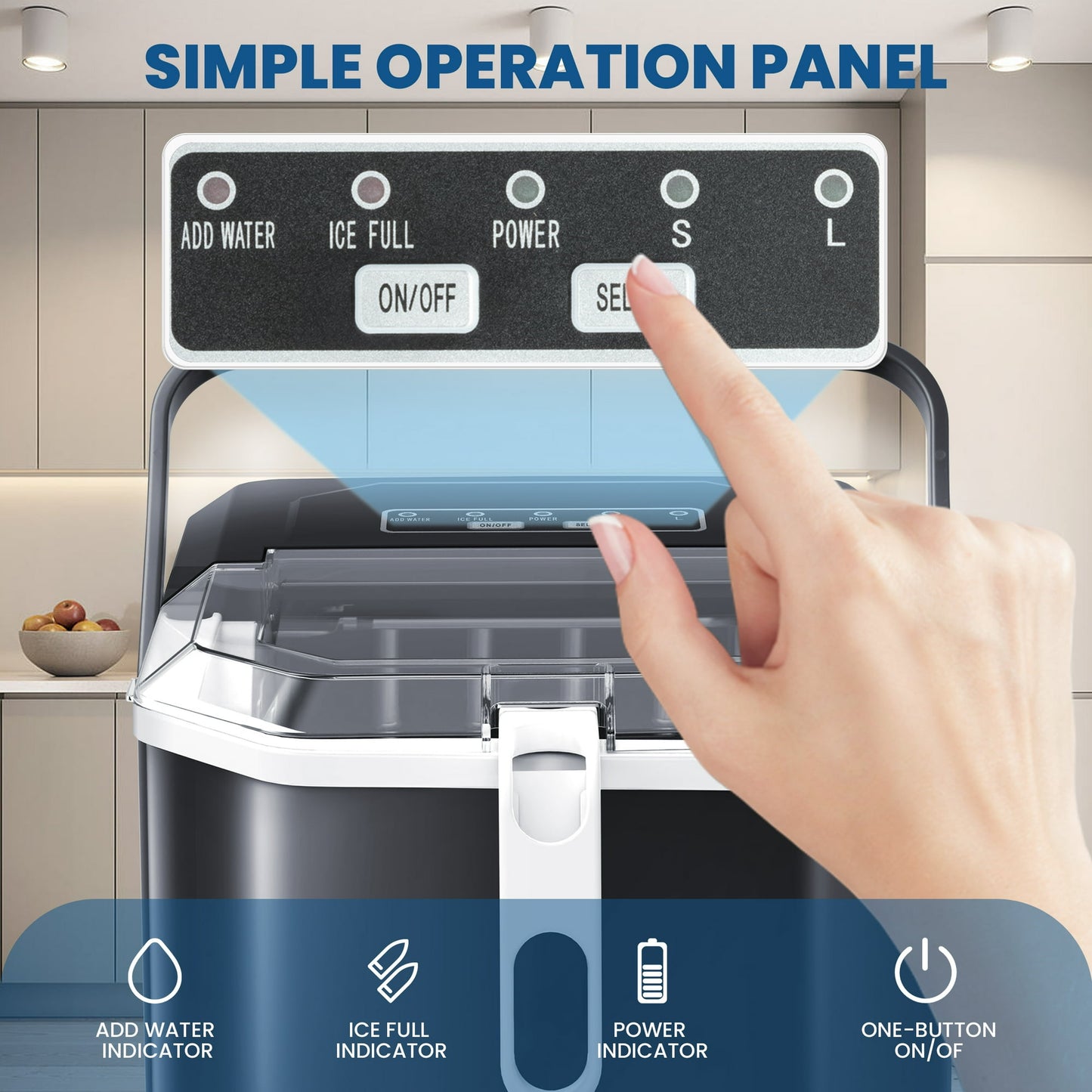 Auseo Bullet Ice Maker with Ice Basket/Scoop/Handle, Self-Cleaning, 9Pcs/6-12Min, 26Lbs/24H for Home/Office/Bar/Party, Black