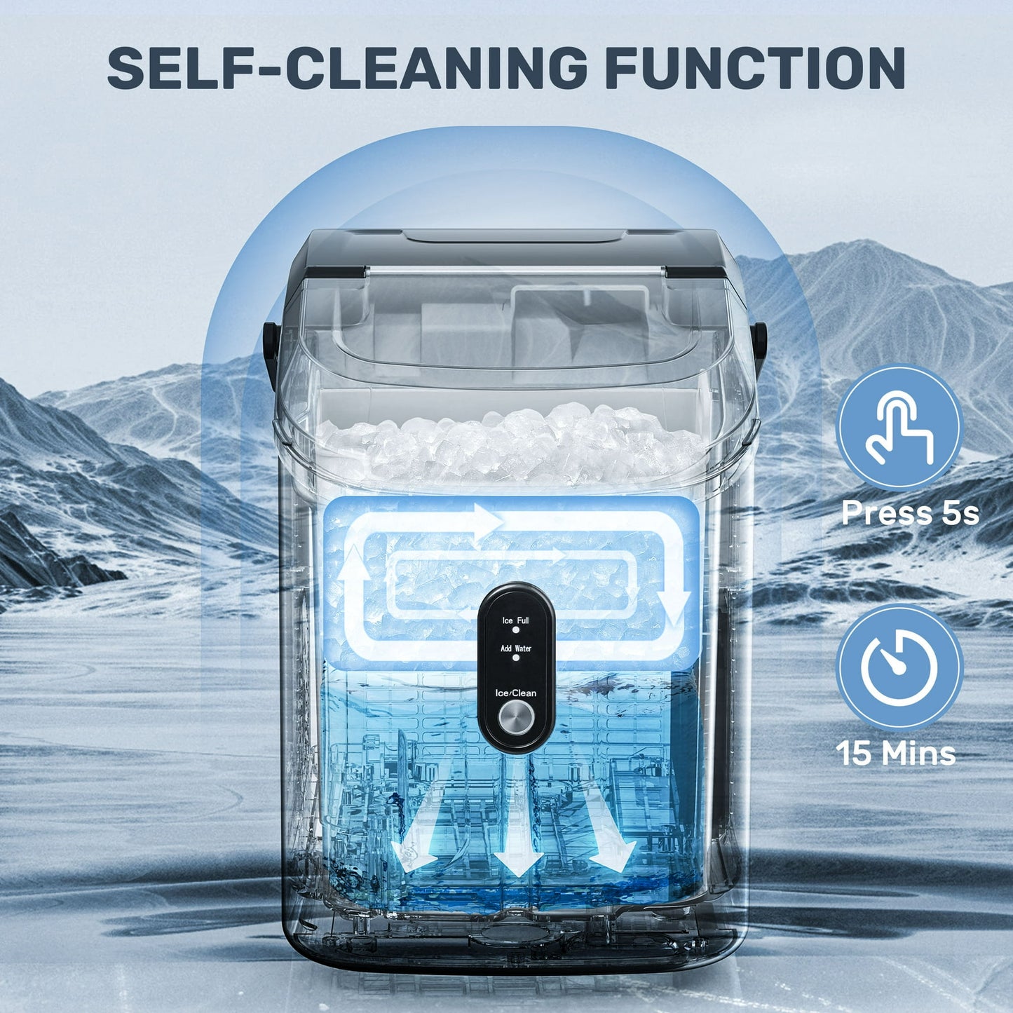 Auseo Nugget Ice Maker Countertop, 35Lbs/24H with Self-Cleaning, 6 Min/Round, for Home/Office/Bar, Stainless Steel-Black