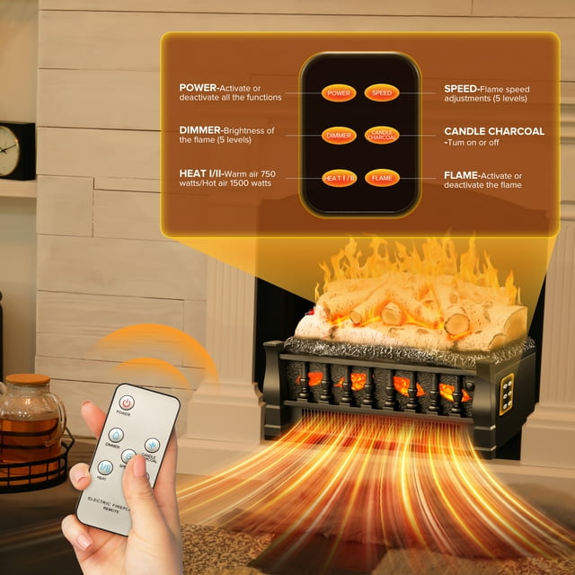 KISSAIR Electric Fireplace 20.53 in x 11.51 in Floor Standing, 5100 BTU, Electric Indoor Fireplace