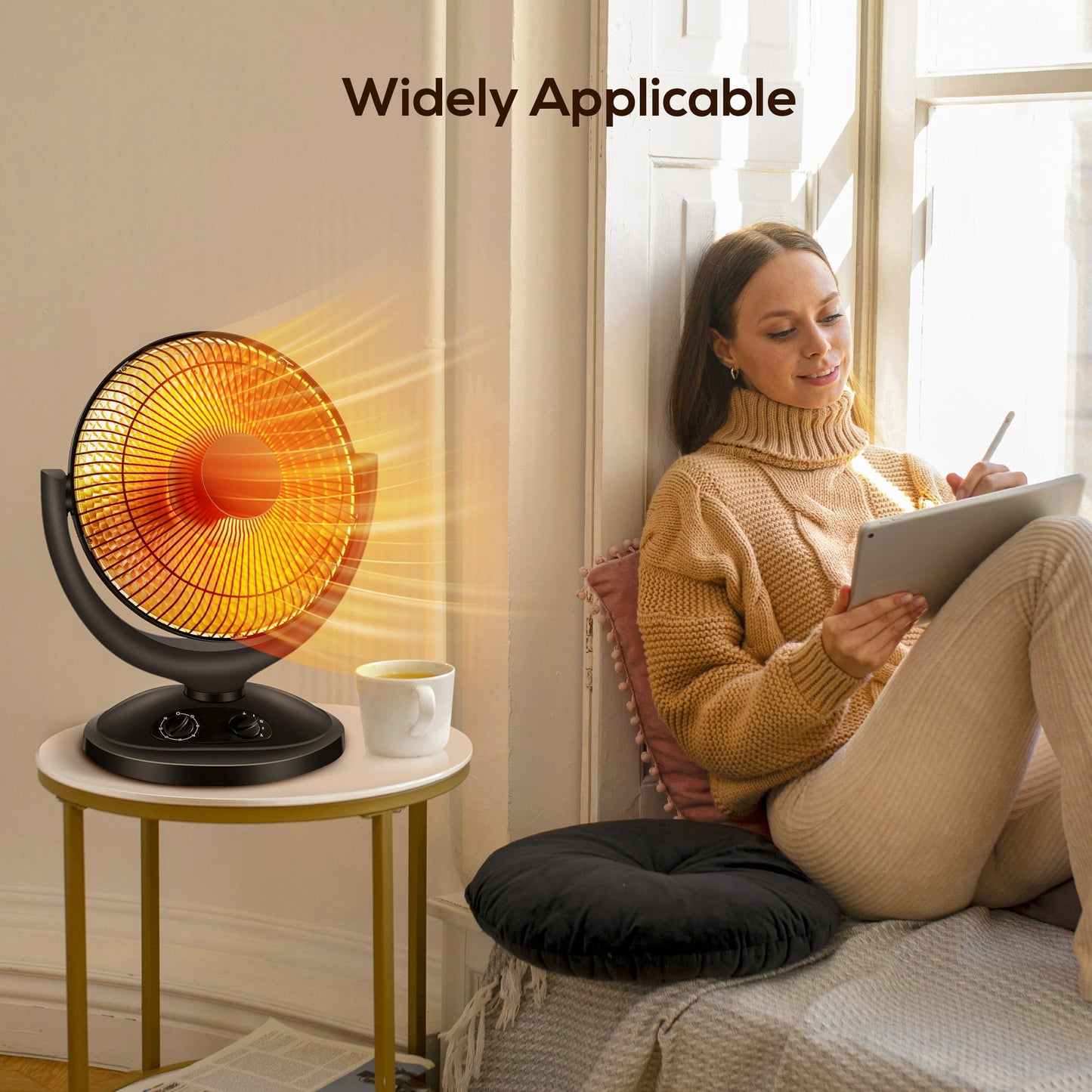 Auseo Radiant Dish Heater, 400W/800W, Oscillating Space Heater with Timer, Overheat and Tip-over protection