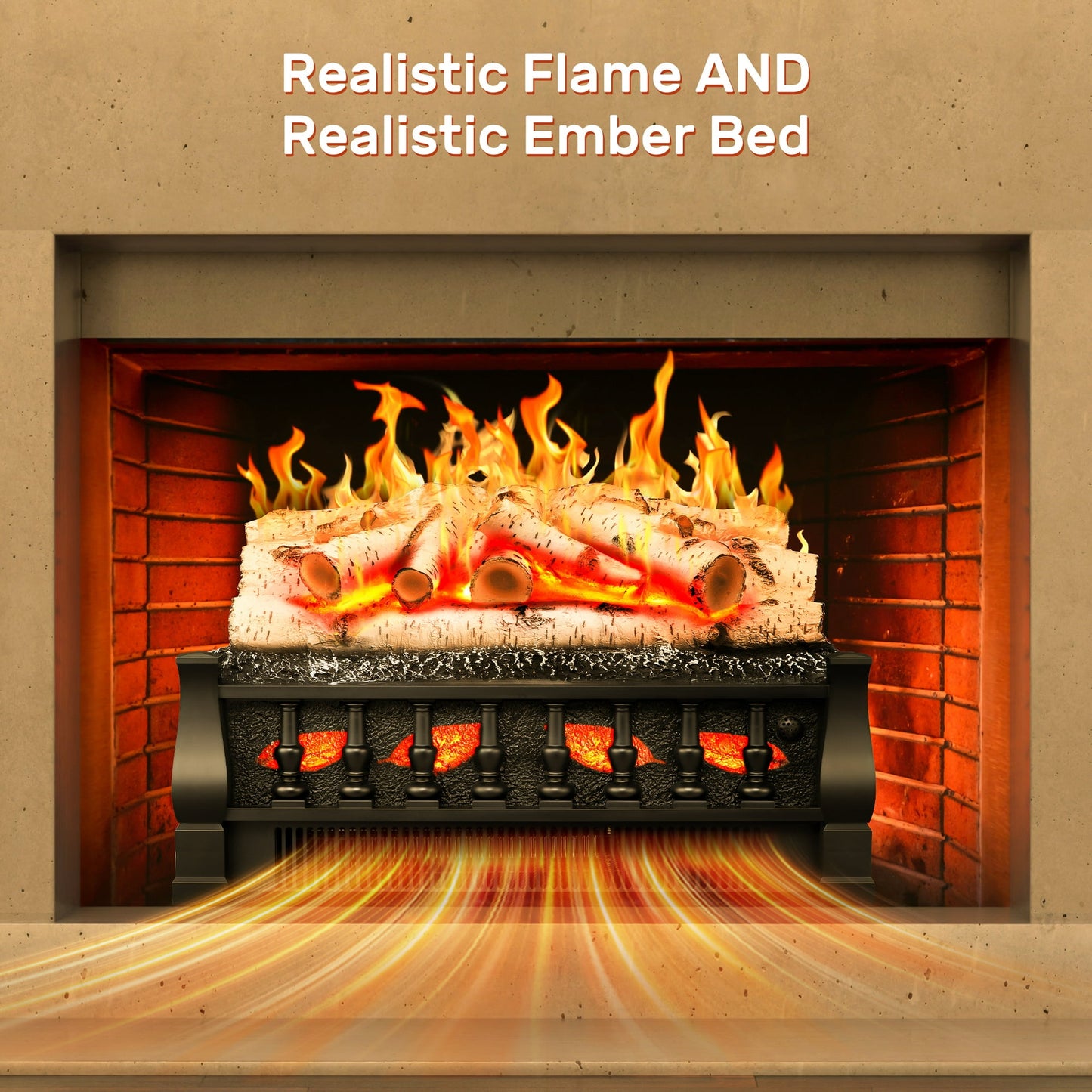 KISSAIR Electric Fireplace 20.53 in x 11.51 in Floor Standing, 5100 BTU, Electric Indoor Fireplace