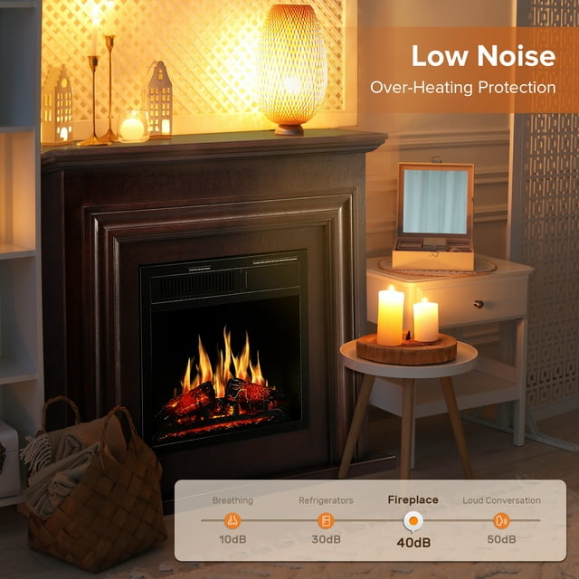 Auseo Electric Fireplace Mantel Wooden Surround Firebox, Free Standing Fireplace, with Remote Control, Adjustable LED Flame, 750W/1500W -(Brown)
