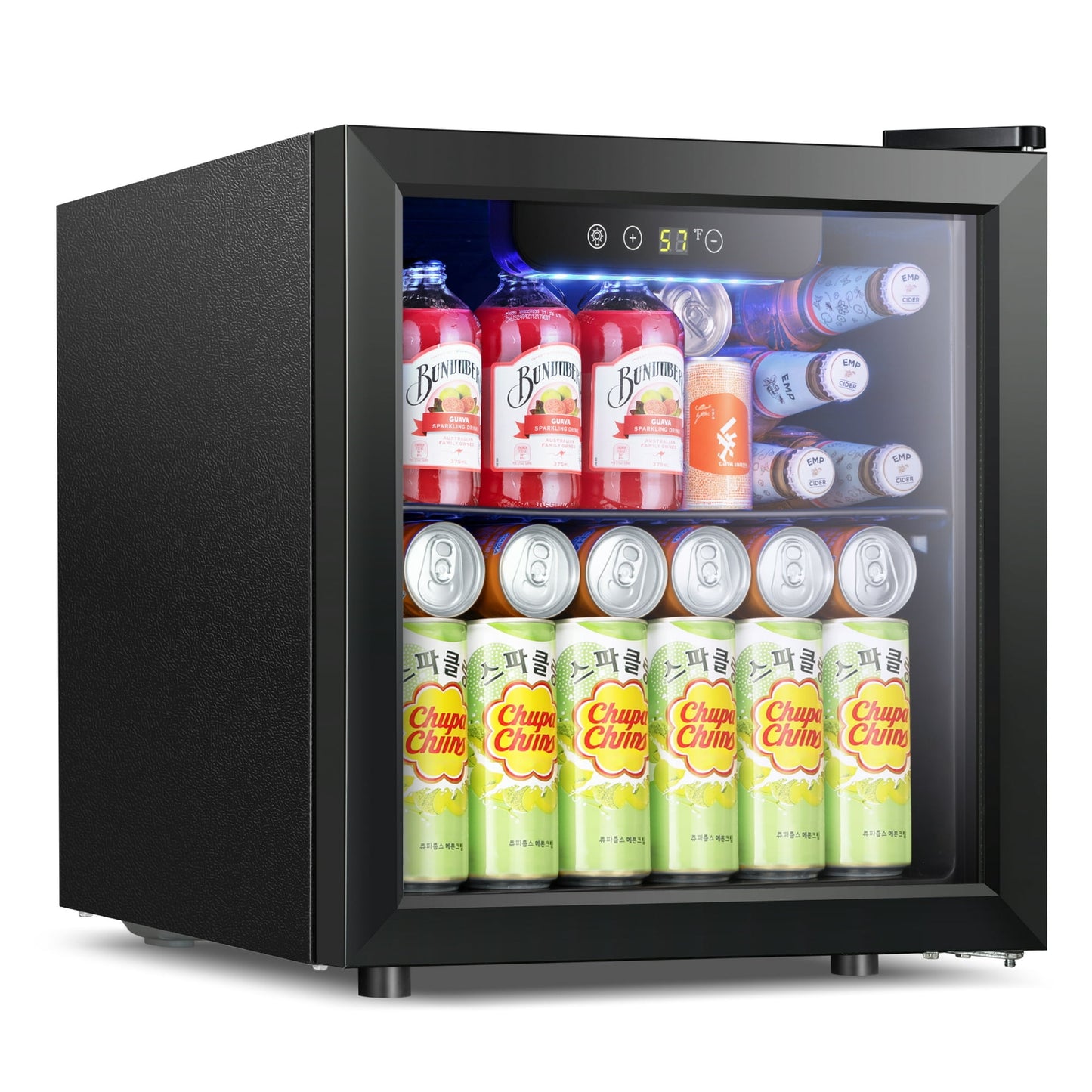 Auseo 1.3 Cu.ft. Mini Beverage Refrigerator Cooler - 55 Can &12 Bottle Mini Fridge with Double Glass Door, for Home/Bar/Office, Electronic touch control
