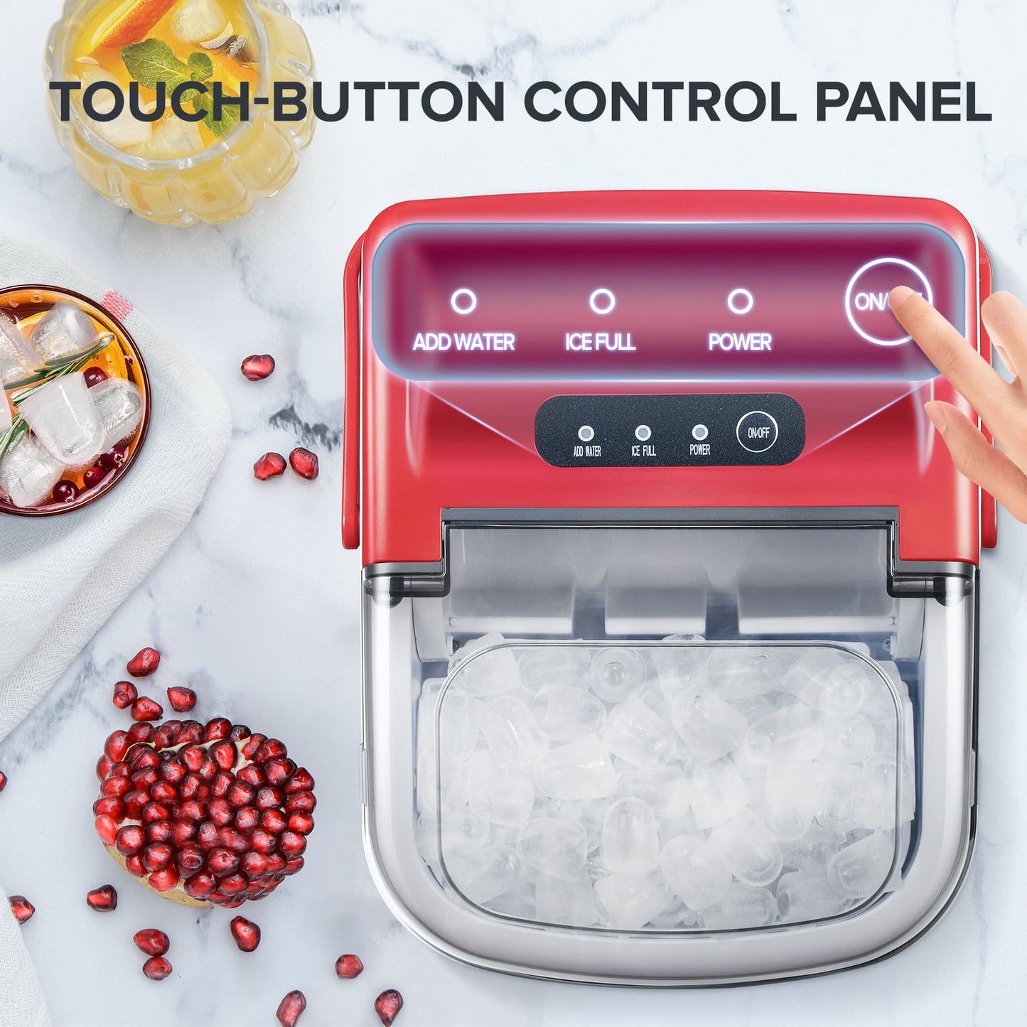 Auseo Countertop Ice Maker, Portable Ice Machine with Self-Cleaning, 26Lbs/24H, 9 Ice Cubes Ready in 6 Mins, for Home/Kitchen/Bar, Garnet Red
