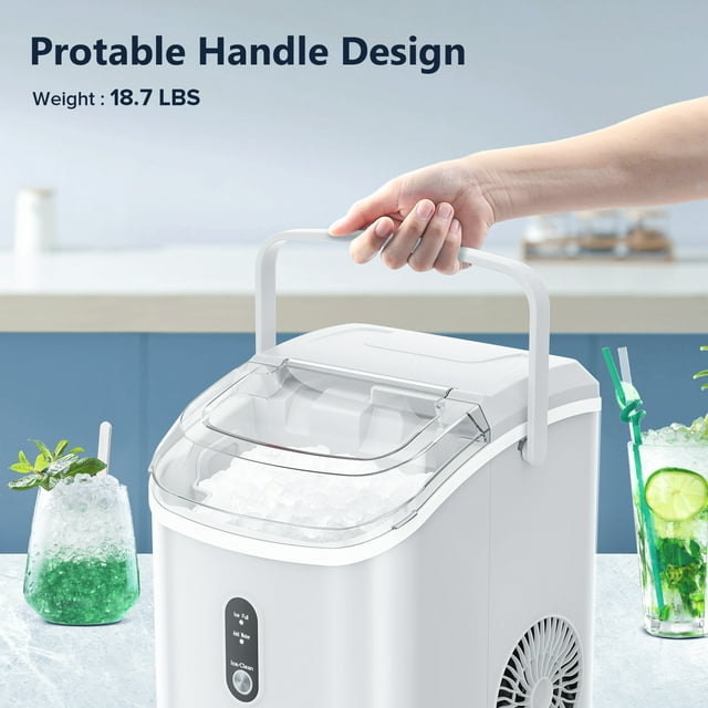Auseo Nugget Ice Maker Countertop with Soft Chewable Pellet Ice, 34lbs/24H, Self-Cleaning, Sonic Ice Maker for Home/Office/Party-White