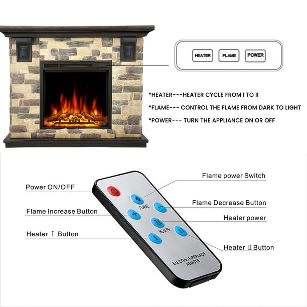 Auseo 50" Electric Fireplace Mantel Package, Freestanding Fireplace with TV Stand, Remote Control, Adjustable Flame Brightness, 750W/1500W