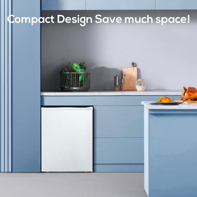 Auseo Mini Freezer Countertop, Energy Saving 2.1 Cu.ft, Single Door Compact Upright Freezer with Reversible Door for Home/Office/Kitchen-White