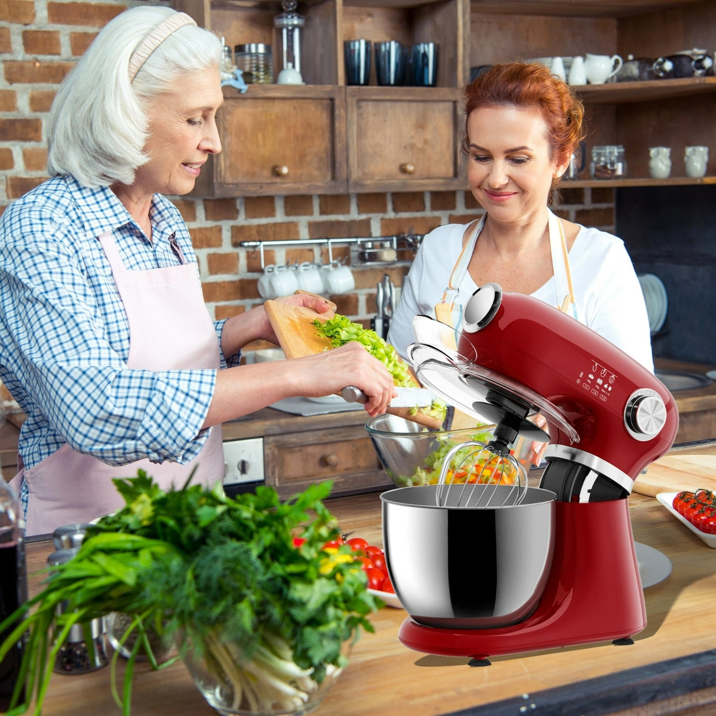 Auseo New Stand Mixer,6-QT 12-Speed Tilt-Head Kitchen Electric Mixer with Bowl, Dough Hook, Beater, Whisk for Most Home Cooks, (Empire Red)