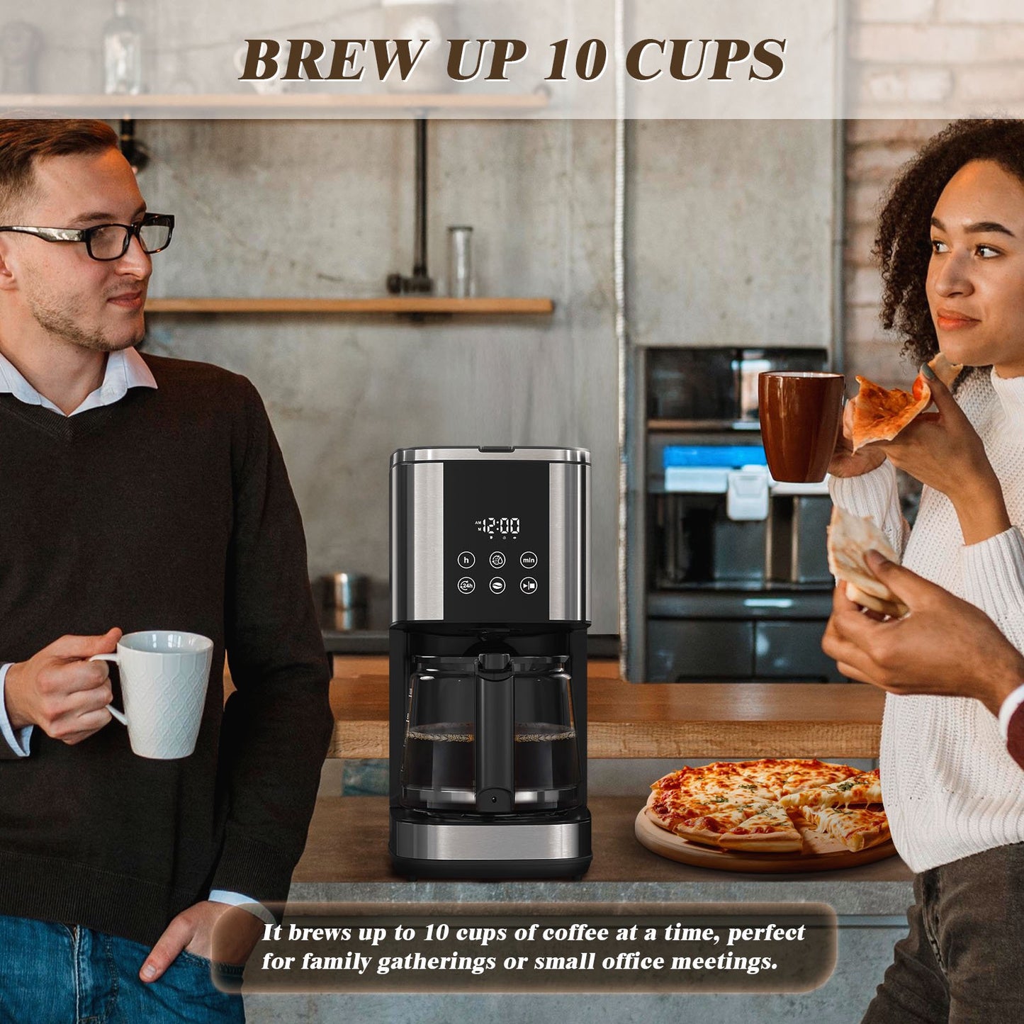 Auseo Single Serve Coffee Maker, K Cup Compatible & Ground Coffee, 6 to 14 oz Brew Sizes, One-Press Fast Brewing, Reusable Filters, Adjustable Funnel Height, for Home/Office/Travel, Black