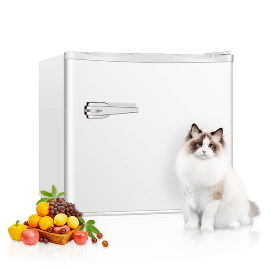Auseo 1.2 Cu.ft Upright Compact Freezer, Mini Freezer with Handle, Reversible Single Door, Energy Saving & Adjustable Temperature & Quiet Operation for Dorm/Home/Office/Apt-White