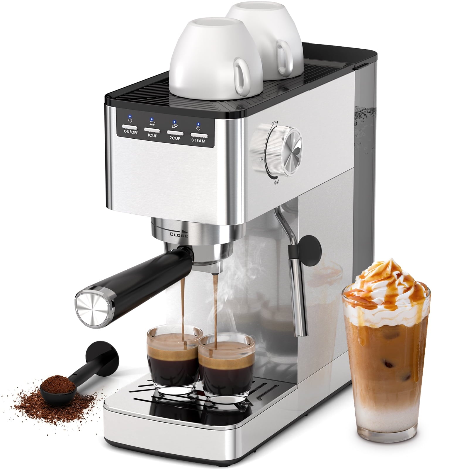 Auseo 20 Bar Espresso Machine with Milk Frother Steam Wand 40oz Remo