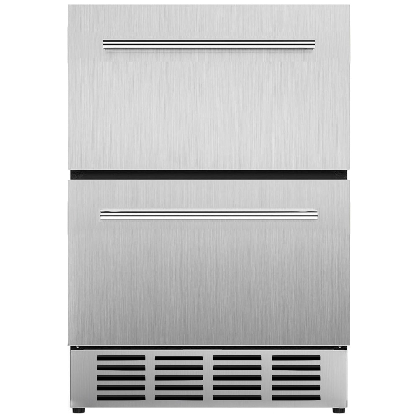 Auseo 24 inch Built-In Dual Drawer Refrigerator Commercial Undercounter Freezerless Cooler with Weather-Resistant Stainless Frame Space-Saving Appliance for Kitchen, Bar, Outdoor Use