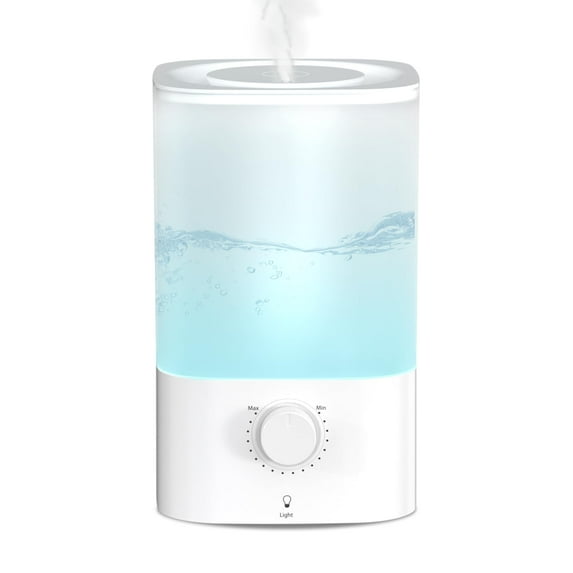 Auseo 3.2L Cool Mist Humidifier, Top Fill Humidifier for Bedroom & Baby Nursery, 360° Adjustable Nozzle & 7 Color LED Night Light, Quite & Multiple Mist Levels Humidifier, 40H Runtime, BPA Free