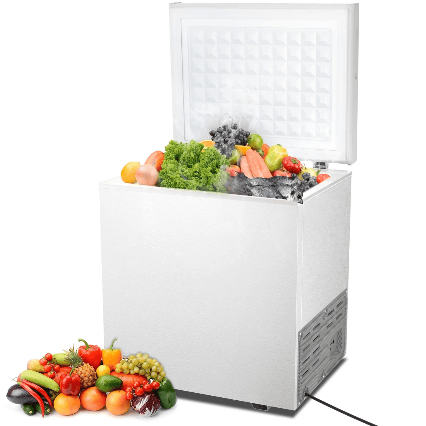 Auseo 2.5 cu ft Chest Freezer Free Standing Top open Door Deep Compact Freezer with 7 Gear Adjustable Temperature, Suitable for Home/RV/Kitchen/Office-White