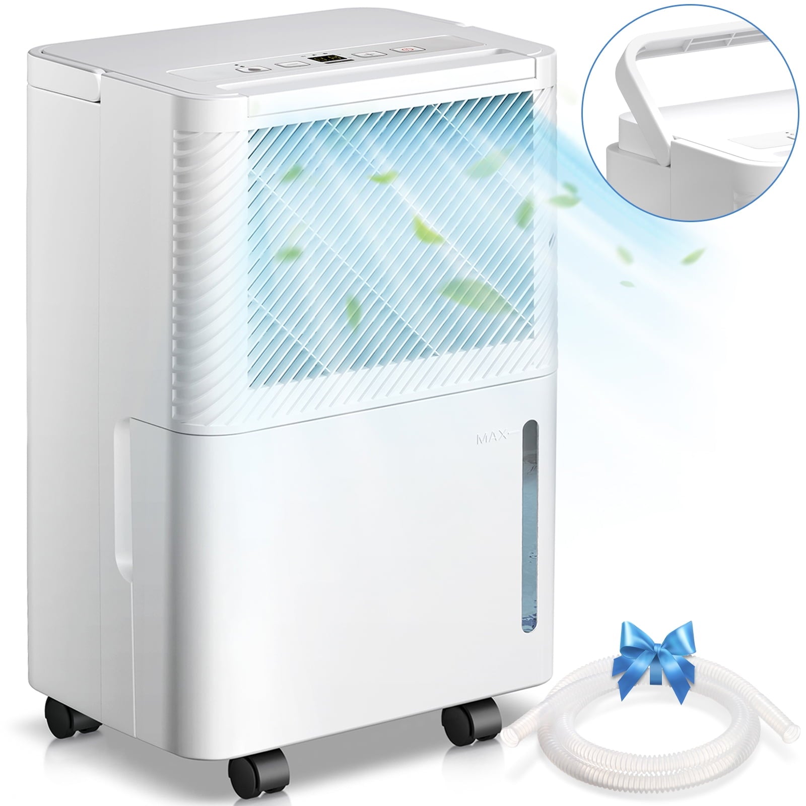 Auseo 22 Pint High-Efficiency Dehumidifier with Handle, 24-Hour Timer,