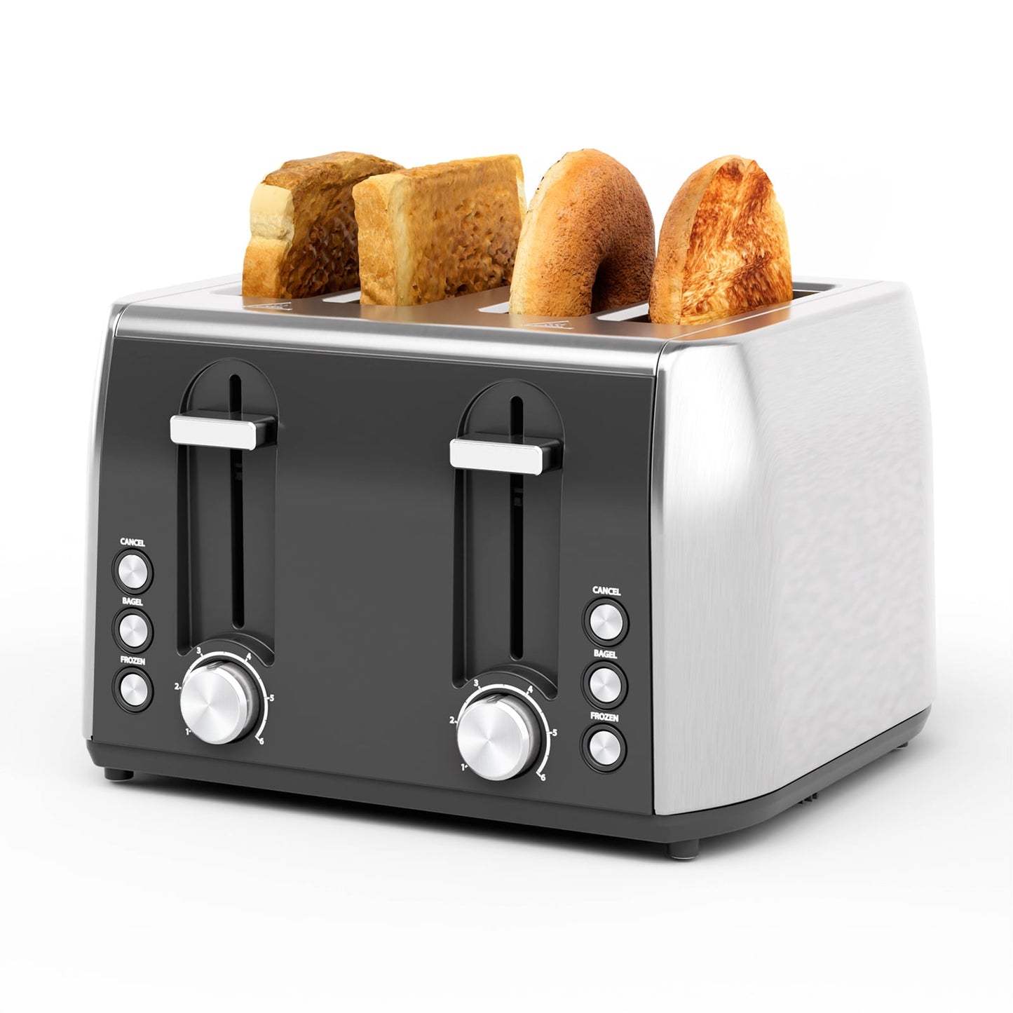 Auseo 4 Slice Toaster, 4 Slice Toaster Wide Solt with 6 Shade Settings, Dual Independent Controls, Bagel, Cancel, Defrost Functions, Removable Tray, Kitchen Appliances
