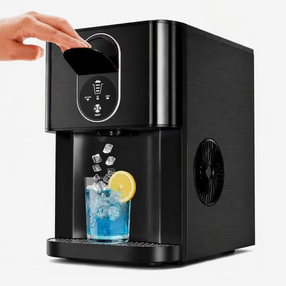 Auseo Nugget Ice Maker, Compact Ice Maker with Soft Chewable Ice, 44 Lbs/24H, Self-Cleaning, One-Click Operation for Home/Party(Black)