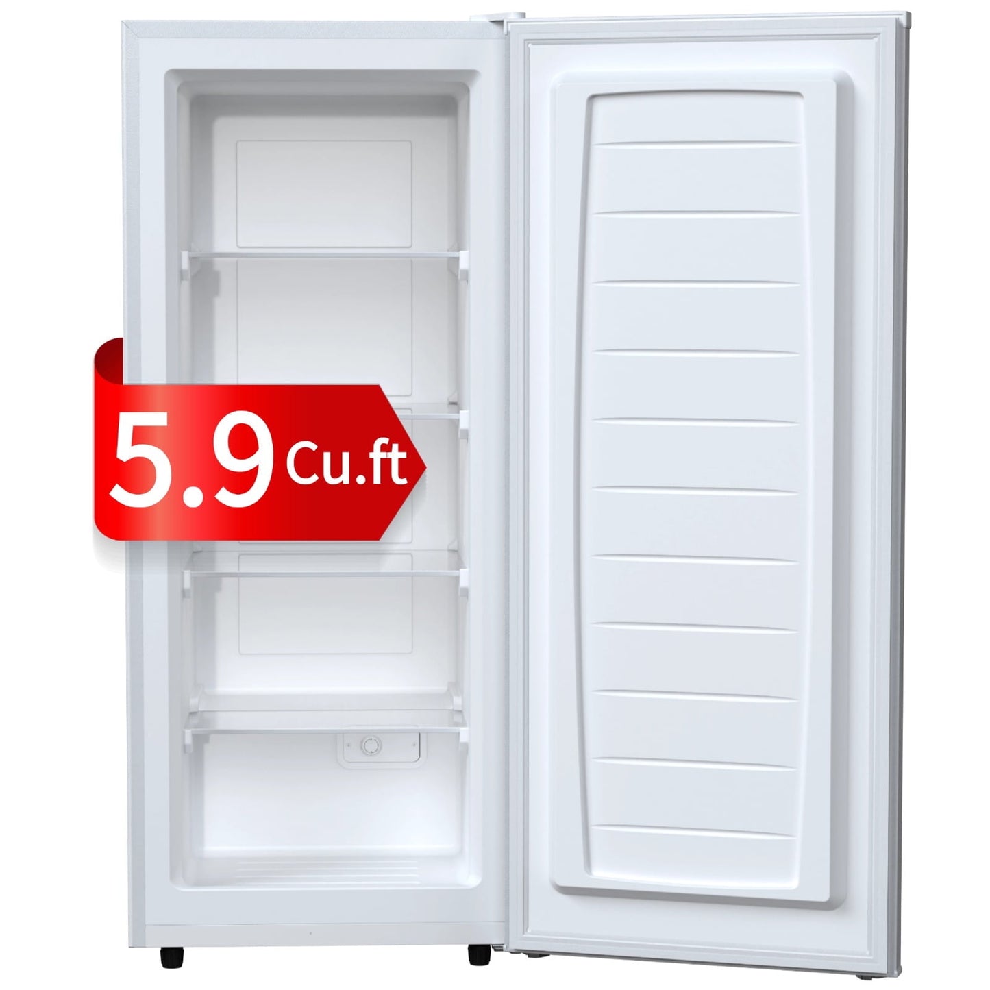 Auseo 5.9 Cu. ft. Upright Freezer with 4 fixed grid shelves, Space Saving, Adjustable Temperature Controls, Garage Ready deep Freezer, Manual Defrost, White