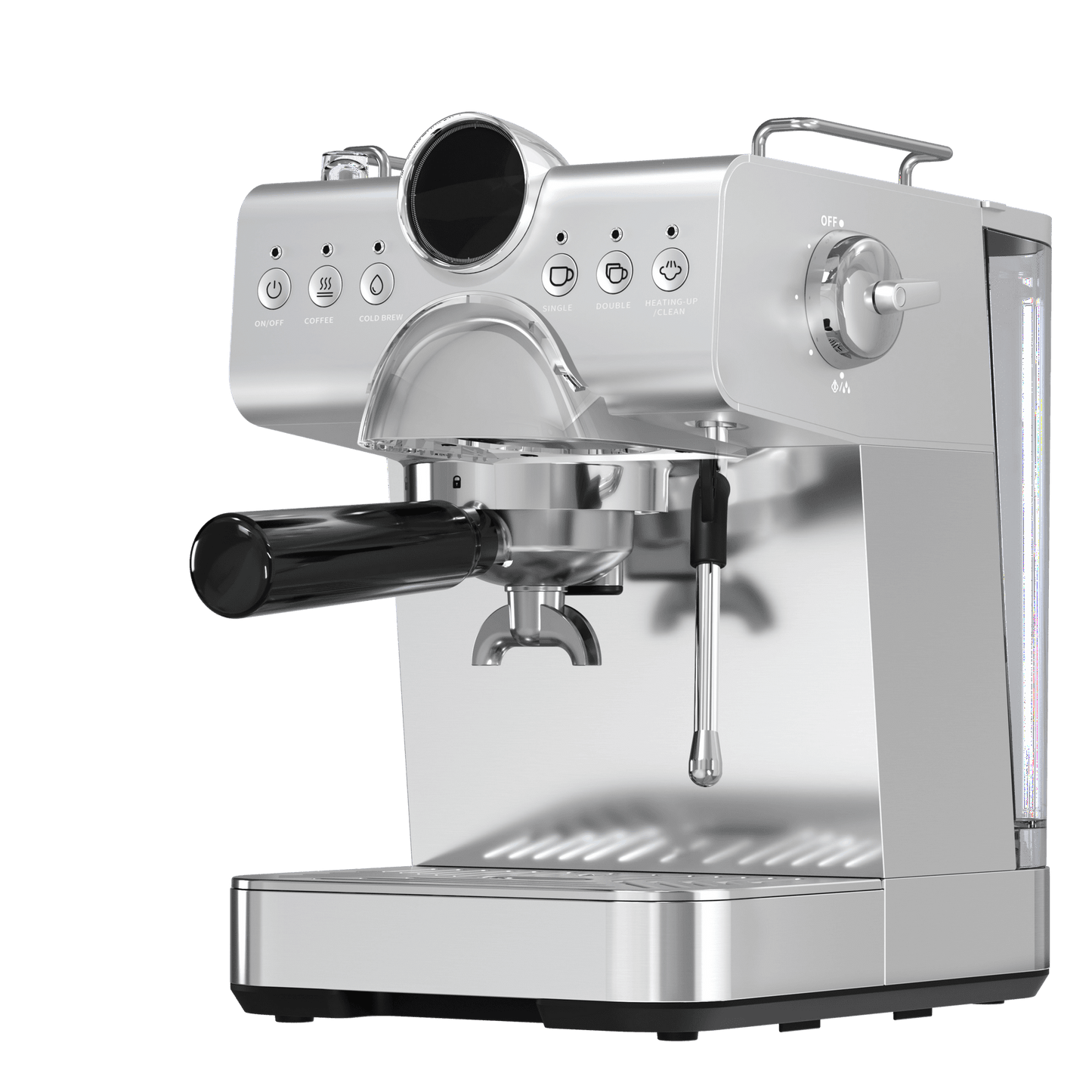 Auseo Pro Espresso Machine with Cold Brew & Milk Frother, 20-Bar Pressure Coffee Maker, Smart LED Display & Compact Stainless Steel Design for Lattes/Cappuccinos