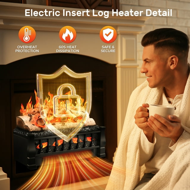 KISSAIR Electric Fireplace 20.53 in x 11.51 in Floor Standing, 5100 BTU, Electric Indoor Fireplace