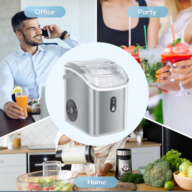 Auseo Nugget Ice Maker Countertop, 33lbs/24H, Self-Cleaning Function, Portable Ice Machine for Home/Office/Party- (Gray)