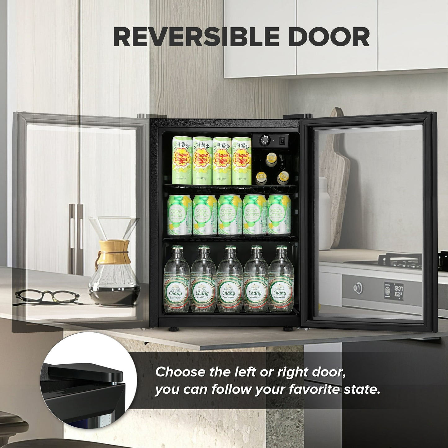 Auseo 1.7Cu.ft Wine Cooler Cabinet Beverage Refrigerator Mini Clear Front Glass Door Counter Bar Fridge, for Home/Bar/Office