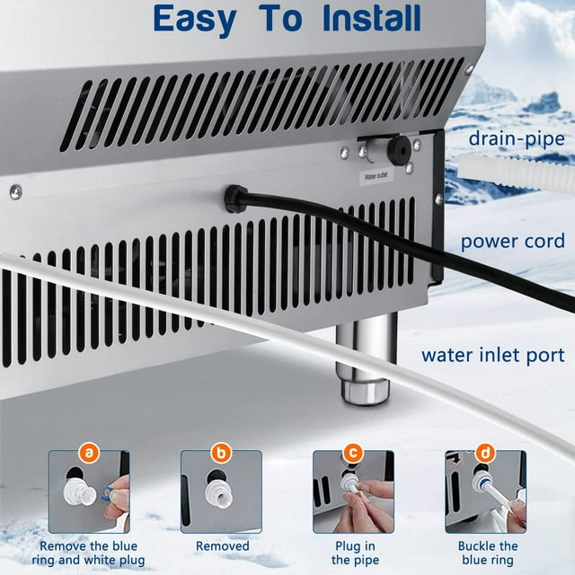 Auseo Ice Maker, Freestanding/Under Counter Nugget Ice Maker, 200lbs/Day, 48 Ice Cubes Ready in 12 Mins, Self-Cleaning for Home/Office/Cafe/Restaurant