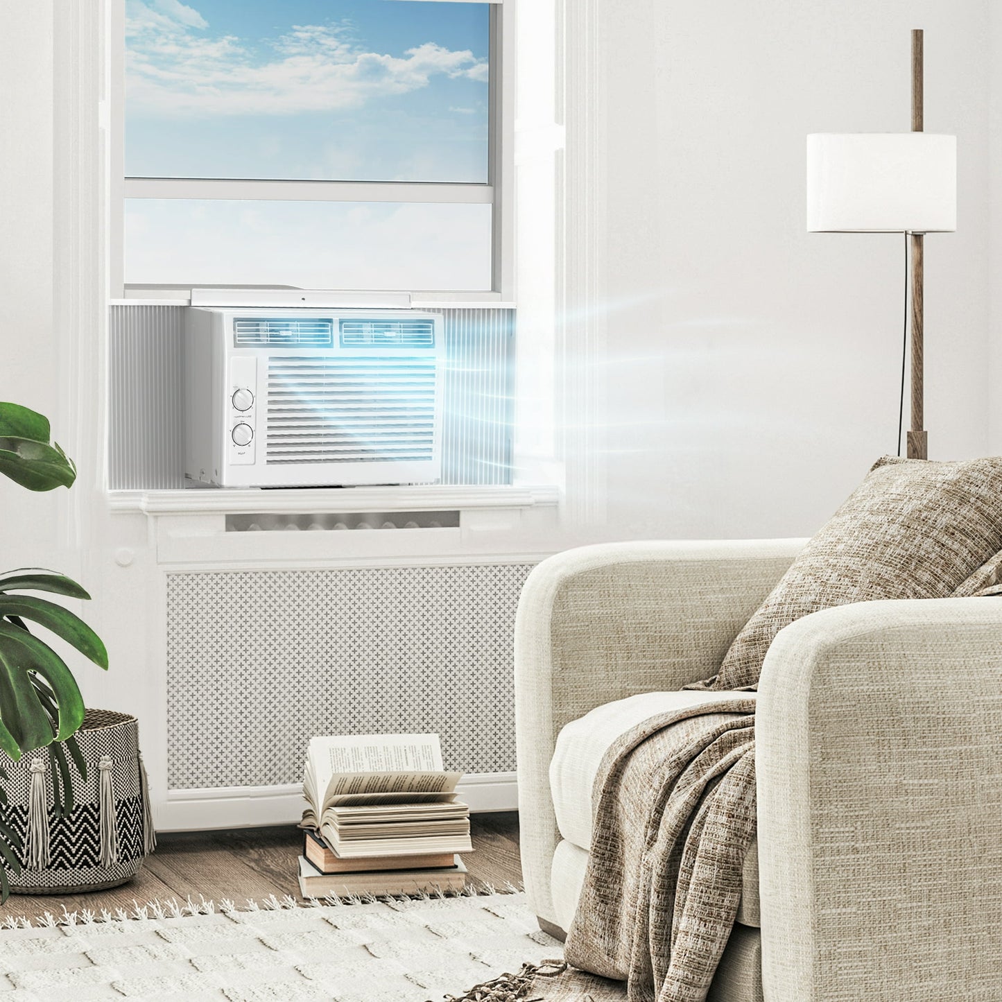 Auseo Window Air Conditioners 5000BTU, 150 Sq. Ft, 2 in 1, White