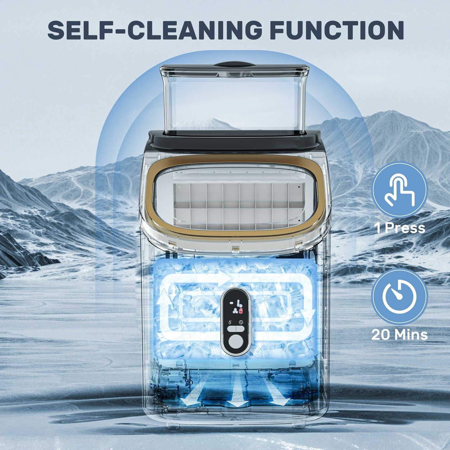 Auseo Nugget Ice Maker Countertop , Self-Cleaning Function, for Party/Kitchen/Office, Black