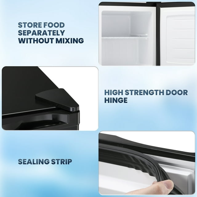 Auseo 1.1 Cu.ft Compact Upright Freezer with Reversible Single Door, Removable Shelves Free Standing Mini Freezer with Adjustable Thermostat for Home/Kitchen/Office-Black