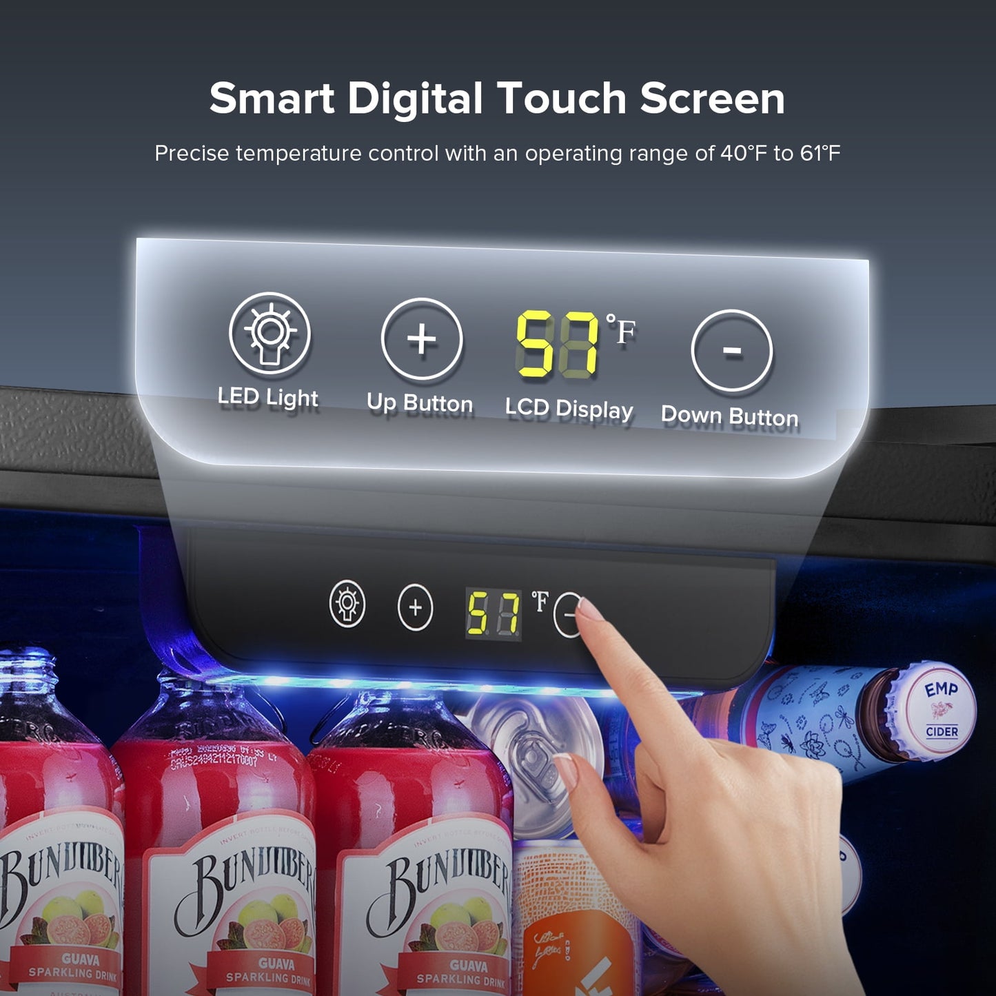 Auseo 1.3 Cu.ft. Mini Beverage Refrigerator Cooler - 55 Can &12 Bottle Mini Fridge with Double Glass Door, for Home/Bar/Office, Electronic touch control